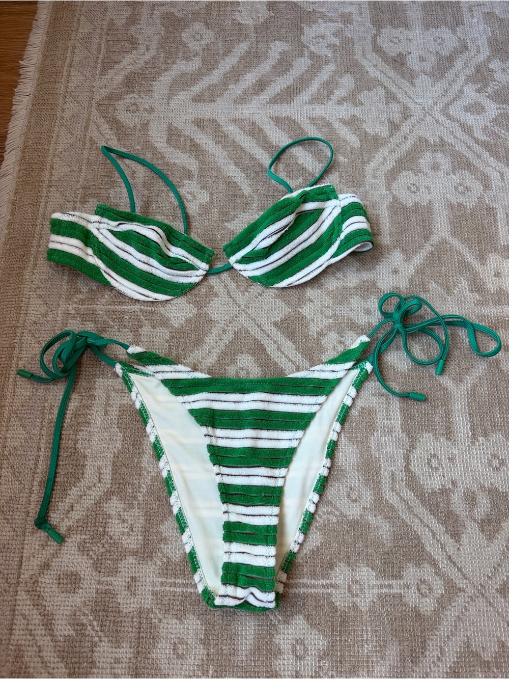 Green and White Striped Bikini - Picture 2 of 3